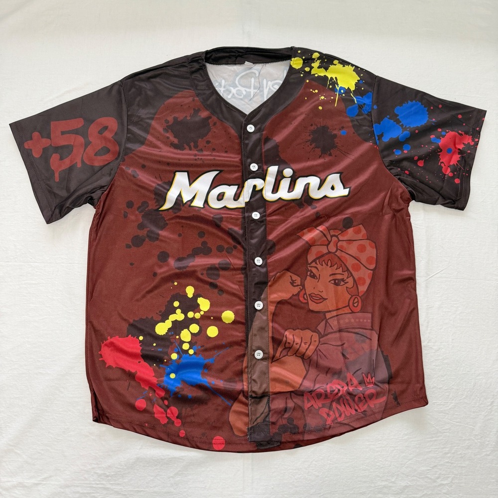 Miami Marlins 2024 Venezuelan Heritage Porti Arepa Power Jersey XL +58 MLB